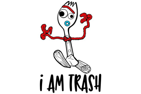 A Playful Spoon Character with a Message: 'I Am Trash'