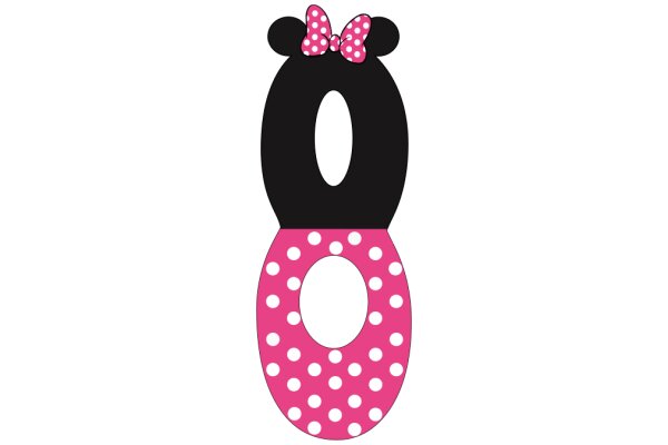 Whimsical Pink and Black Polka Dot Mickey Mouse Ear Logo