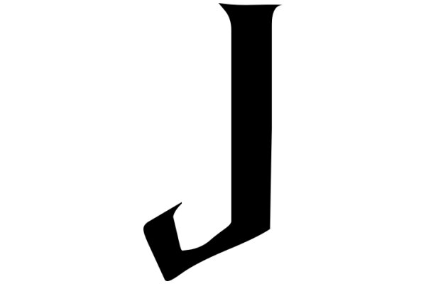 Stylized Black Letter 'J' on a White Background