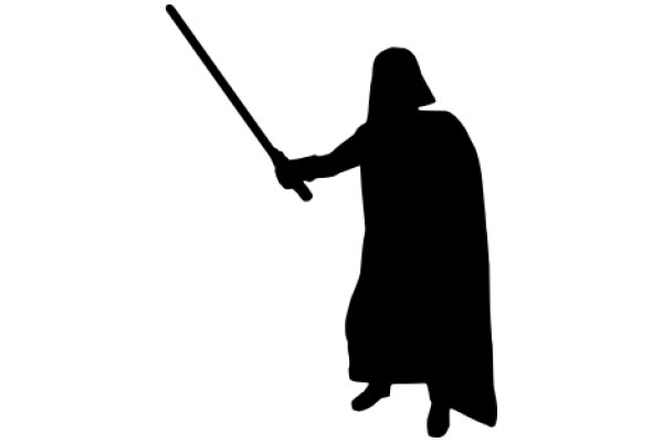 A Silhouette of Darth Vader, Iconic Villain from Star Wars, Wielding a Lightsaber