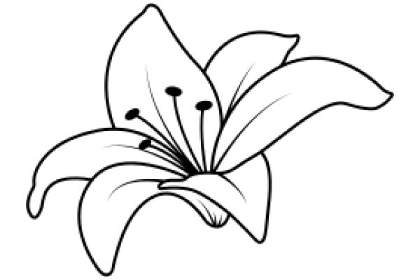 Stylized Line Drawing of a Flower