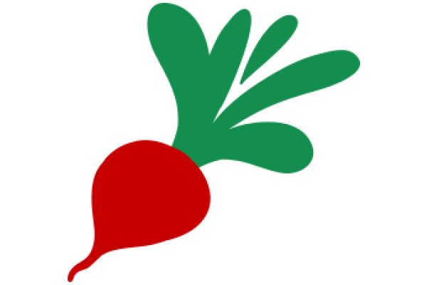 Vibrant Vegetable Icon: A Red Radish with Green Leaves