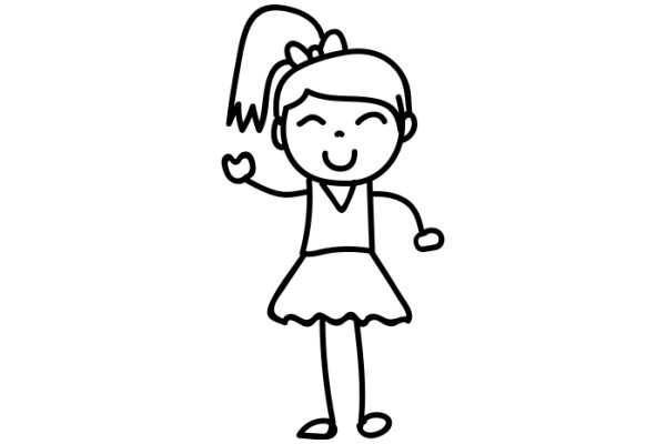 A Simple Line Drawing of a Girl with a Ponytail