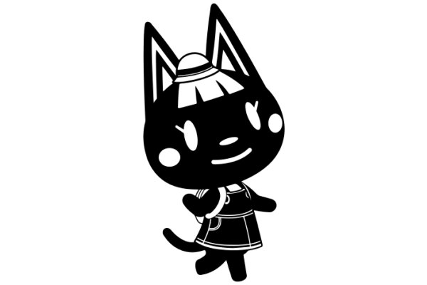 Stylish Black Cat with a Hat and Apron