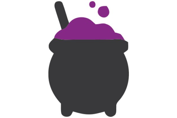 A Purple Cauldron with a Spoon, Bubbling with a Purple Liquid