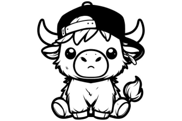 Adorable Cartoon Cow with a Hat and a Sad Expression