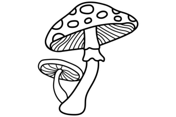 Whimsical Illustration of a Mushroom and a Fungus