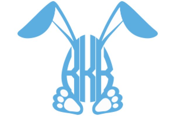 Stylized Blue Easter Bunny with Paw Prints