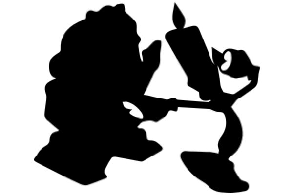 Silhouette of a Candle and a Figure, with a Shovel