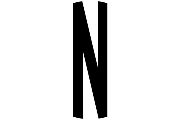 Stylized Black Letter 'N' on a White Background