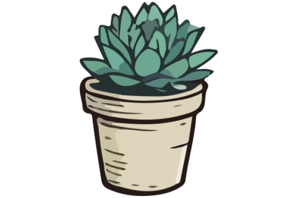 A Whimsical Illustration of a Potted Succulent Plant