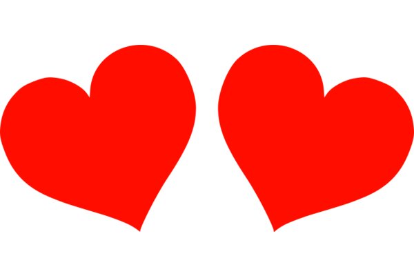 Two Red Hearts on a White Background