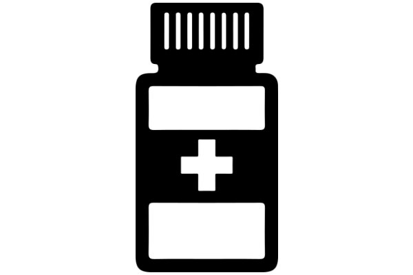 Simplistic Icon of a Pill Bottle with a Plus Sign