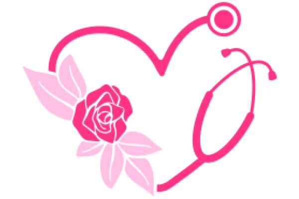 A Pink Heart with a Rose and Stethoscope Design, Emphasizing Medical Themes