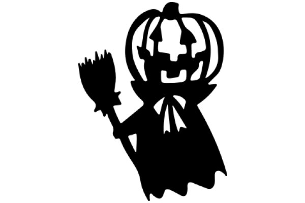 Silhouette of a Halloween Witch with a Broom