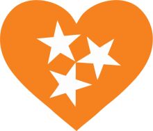 Vibrant Orange Heart with Five White Stars