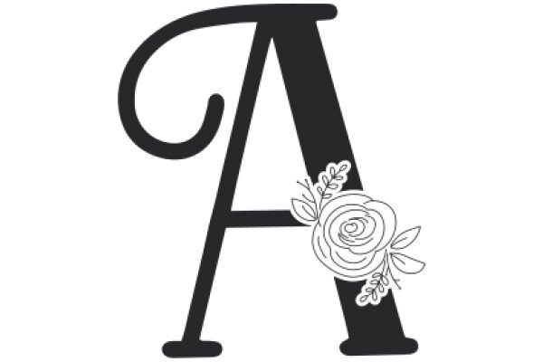 Stylized Letter 'A' with a Rose Flower Embellishment