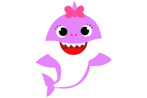 Whimsical Purple Shark with a Pink Bow and Big Smile