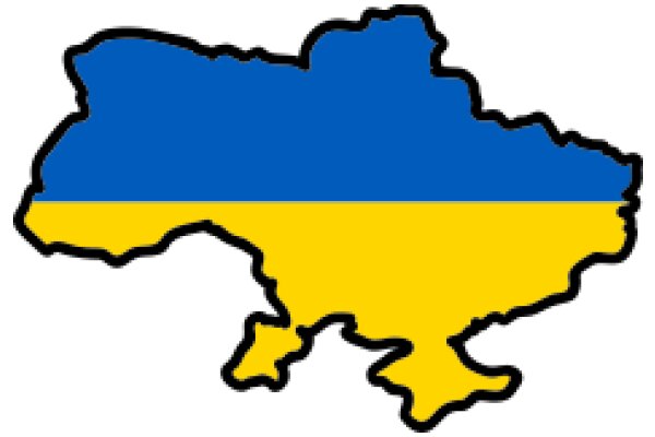 Stylized Map of Ukraine with a Yellow Outline