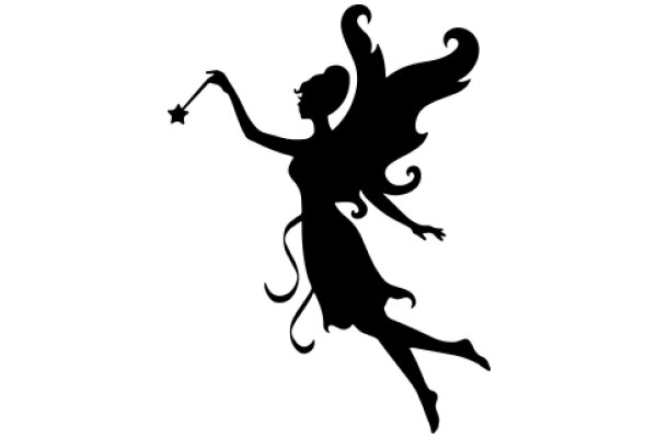 Silhouette of a Female Angel with a Star