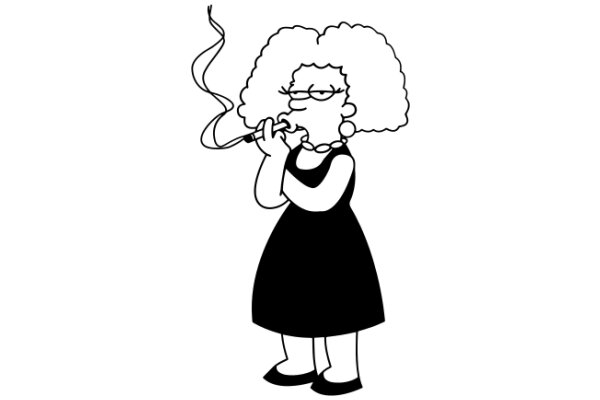 A Whimsical Cartoon of a Woman Playing the Cigarette Organ