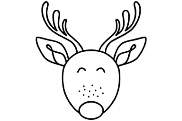 Simplistic Line Drawing of a Smiling Reindeer