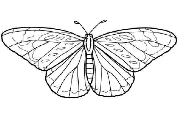 A Detailed Line Drawing of a Butterfly