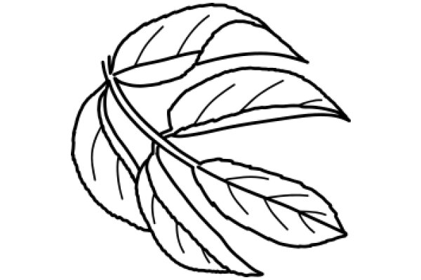 Stylized Line Drawing of a Leafy Plant