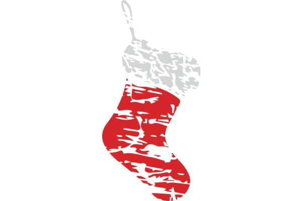 Stylized Christmas Stocking with Red and White Pattern