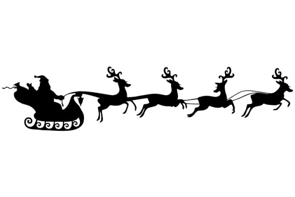 A Silhouette of a Christmas Scene with Santa and His Reindeer