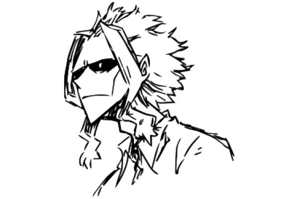 Stylized Portrait of a Character with Spiky Hair and a Serious Expression