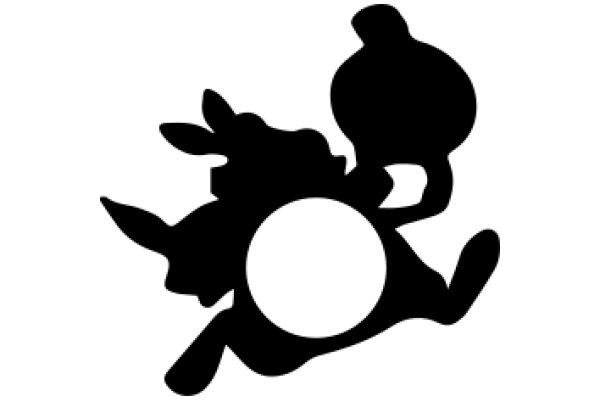 Silhouette of a Cartoon Character with a Round Object