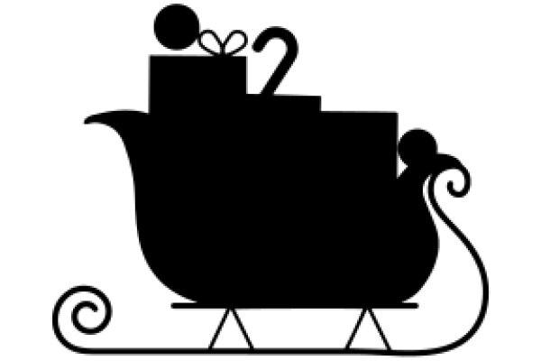 A Silhouette of a Sleigh with a Gift and a Heart