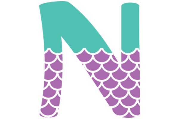 Stylized Letter 'N' with Purple and Teal Scalloped Designs