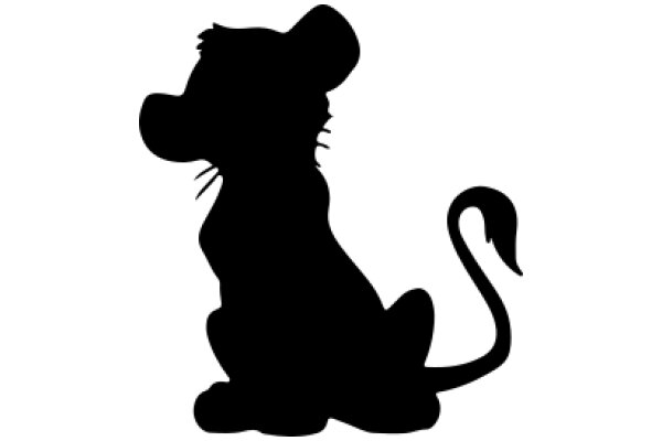 Silhouette of a Playful Cartoon Cat