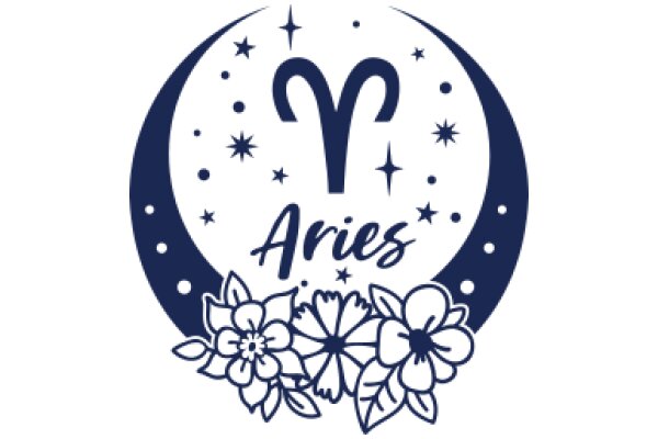 Aries Zodiac Sign Logo with Flower Design