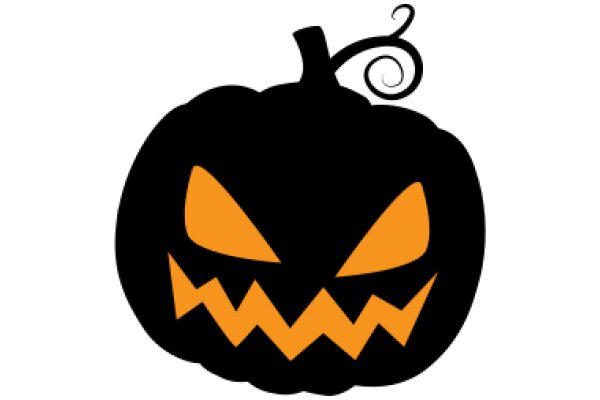 Halloween-themed logo with a black and orange pumpkin design.