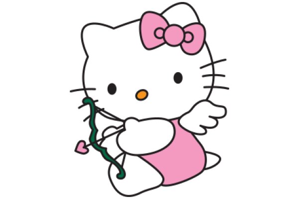 Adorable Pink Hello Kitty with Bow and Arrow