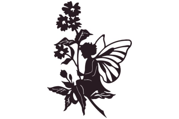 Silhouette of a Fairy with Flowers