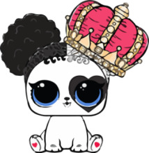 Whimsical Cartoon Character with a Pink Crown and a Black Afro