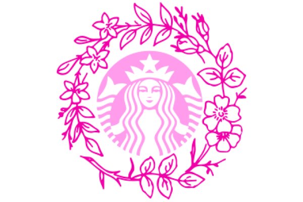 Stylized Starbucks Logo with Floral Border