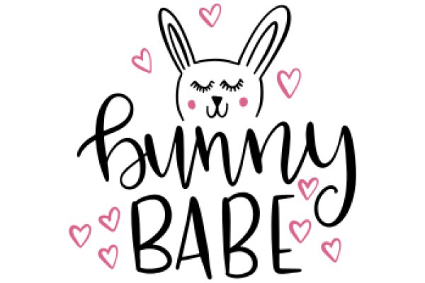 Cute Easter Bunny with the Words 'Bunny Babe' and Pink Hearts