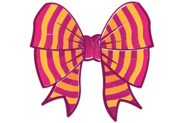 Vibrant Pink and Yellow Bow with a White Background