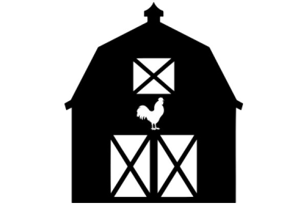 Silhouette of a Barn with a Rooster on Top