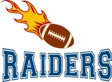 Raiders Football Team Logo with Flames