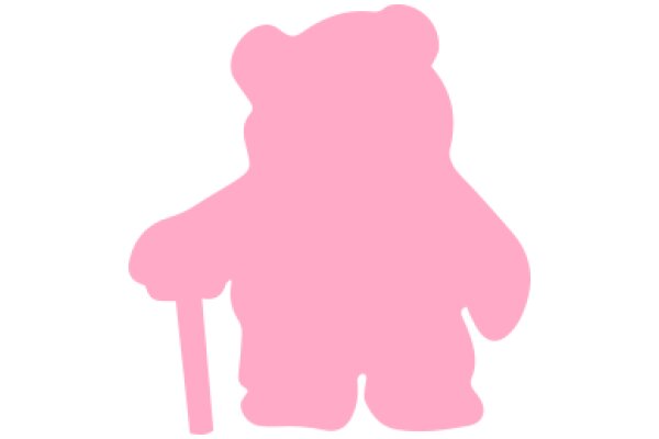 A Pink Silhouette of a Teddy Bear with a Cane