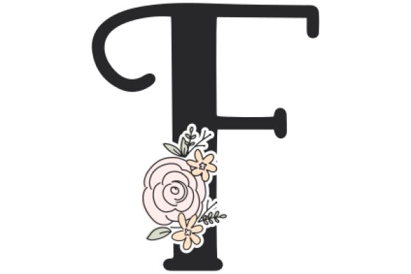 Stylized Letter F with Floral Decoration