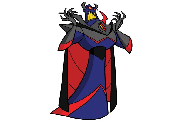 Villainous Robot with Red Cape and Spiky Shoulders