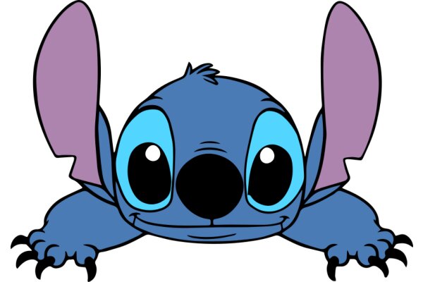 Stylized Animation of a Blue Cartoon Character with Purple Ears and Sharp Teeth