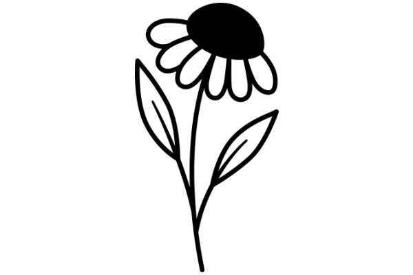 Simplistic Line Drawing of a Daisy